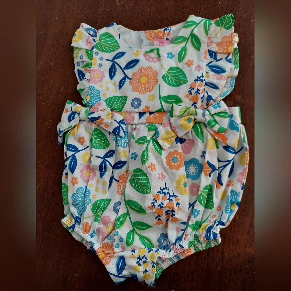 🎁10/$25 -Good Lad romper,  3 months,  girly, floral with ruffles